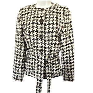 e-col-o-gie Petite WOMAN'S BLAZER JACKET Black Brown Cream Belted Career Classic